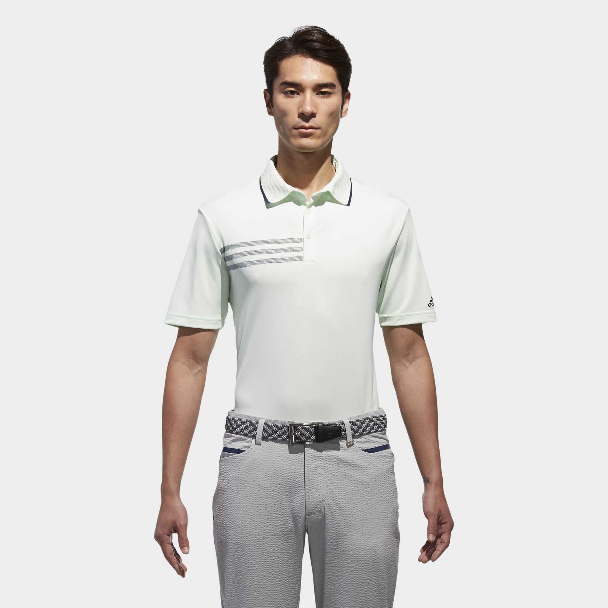 Adidas Adi 3 Stripe Polo (Article CF7887) - Light Green - Zone Golf